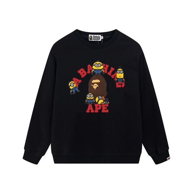 BAPE Minions Ape Head Graphic Crewneck Sweatshirt Black Hover Image