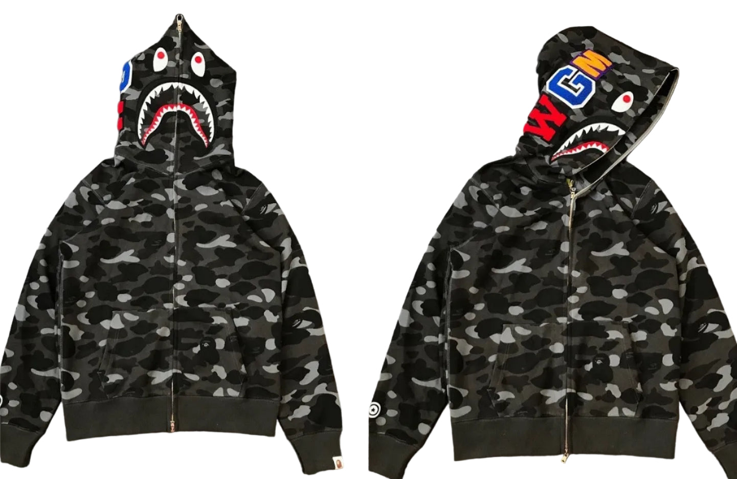 BAPE Shark Camo Full Zip Hoodie Black