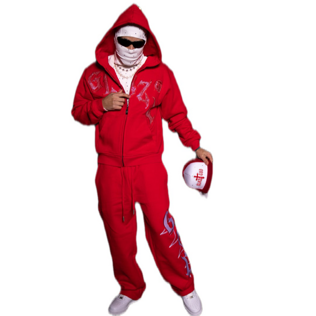 GLAZA GOD Sweatshirt Sets - RED Hover Image