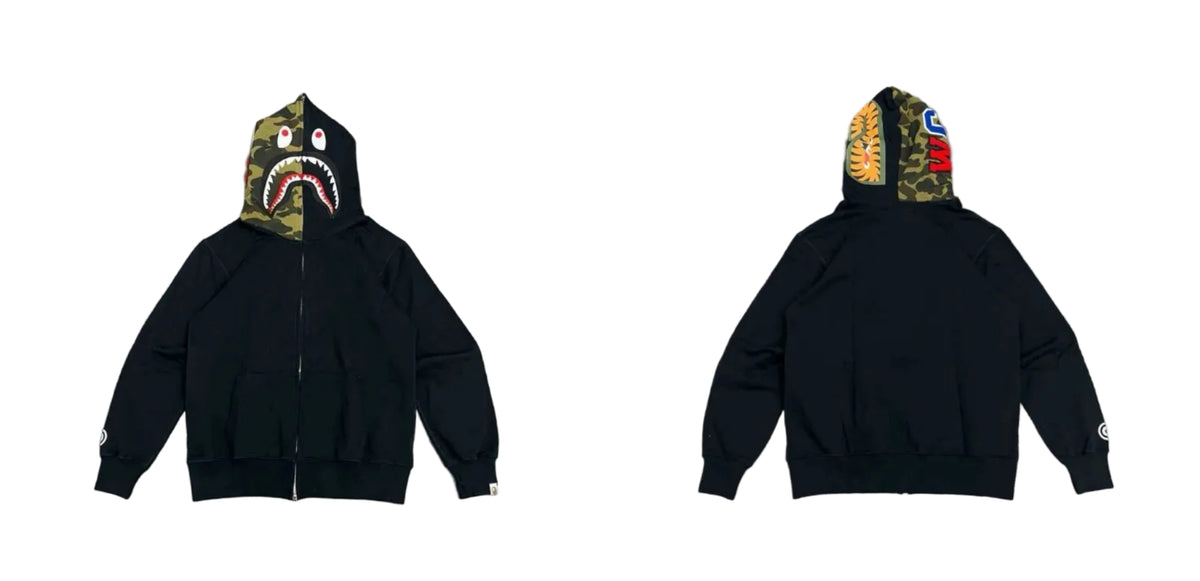 BAPE Shark Full Zip Hoodie Black Camo Hood Edition