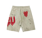 Saint Michael Dripping Heart & Lettering Graphic Sweat Shorts