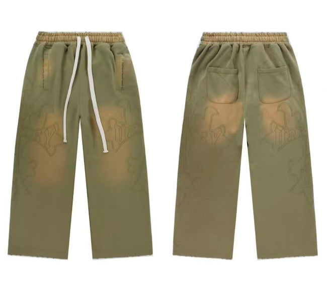 Vale Forever Vintage Gothic Cross Zip-Up Hoodie & Sweatpants Set - Olive Green Main Image