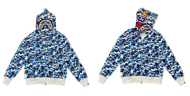 BAPE Shark Blue Camo Full Zip Hoodie Hover Image