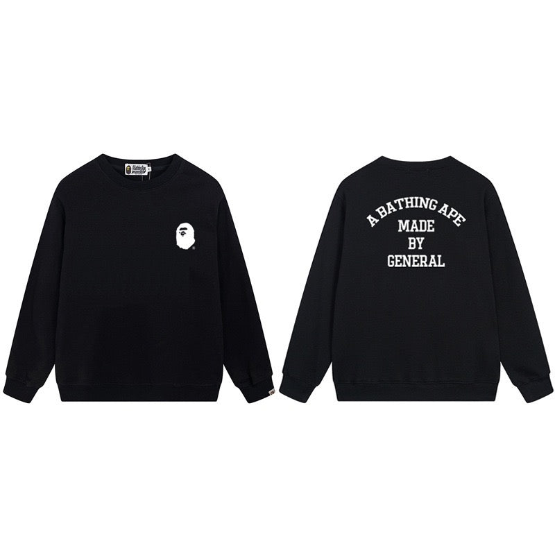 BAPE White Ape Head Logo Back Print Crewneck Sweatshirt