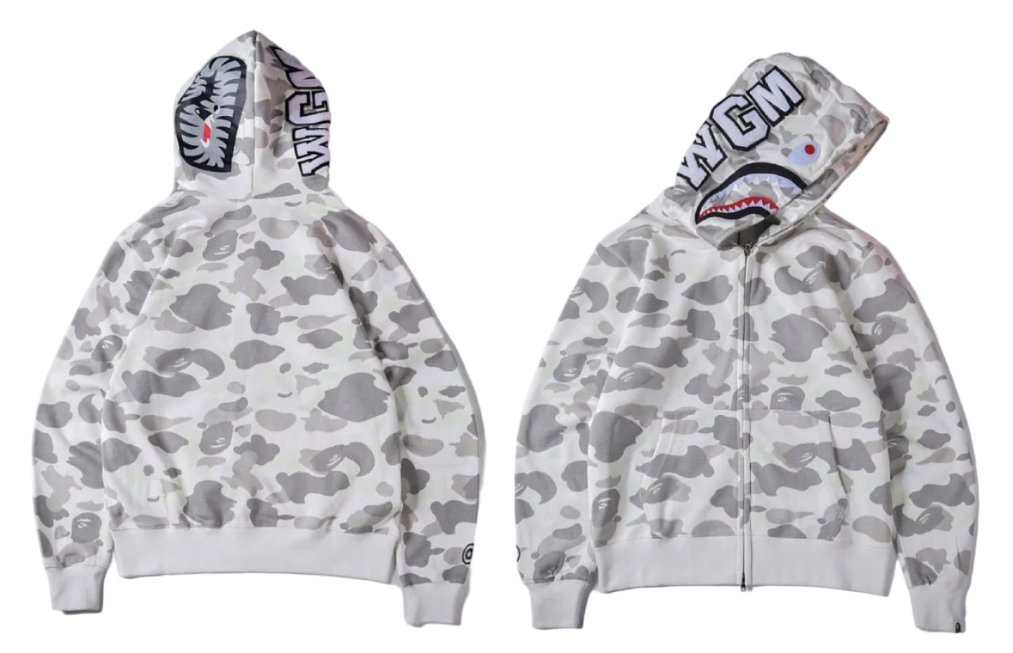 BAPE Shark White Camo Full Zip Hoodie