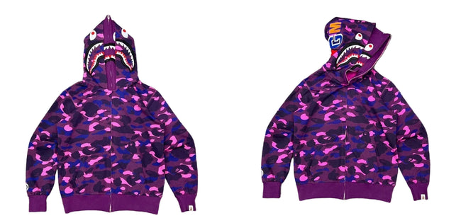 BAPE Shark Full Zip Hoodie Purple Camo Edition Hover Image