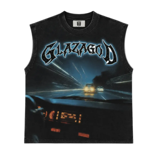 GLAZA GOD Light Speed – Heavyweight Acid Wash Sleeveless Tee Hover Image