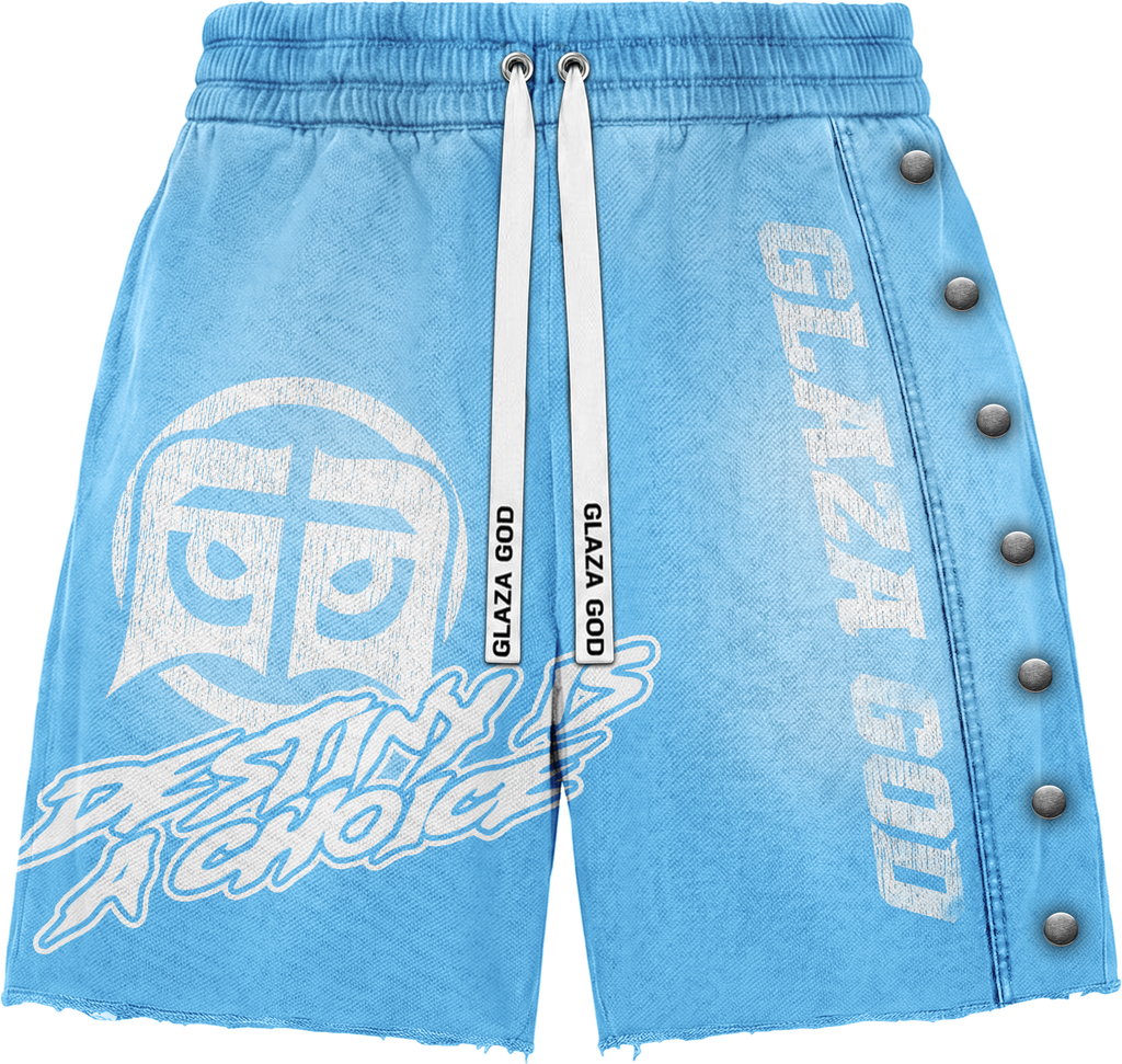 GLAZA GOD Heavyweight French Terry Shorts – Blue Wash