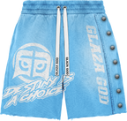GLAZA GOD Heavyweight French Terry Shorts – Blue Wash