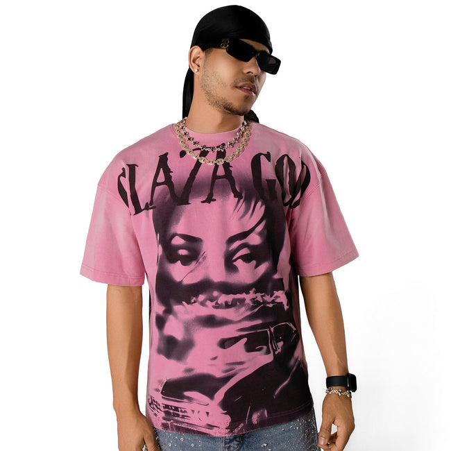 GLAZA GOD Look Pink- Heavyweight Acid Wash Oversized Tee-Vol.2 Hover Image