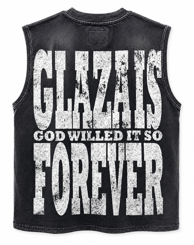 GLAZA GOD Galaxy – Heavyweight Acid Wash Sleeveless Tee BLUE Main Image