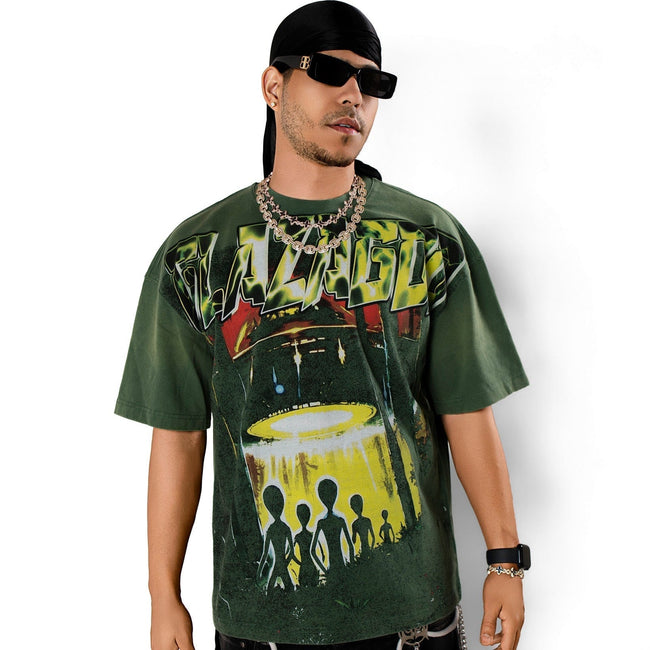 GLAZA GOD Luz Verde- Heavyweight Acid Wash Oversized Tee Hover Image
