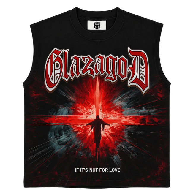 GLAZA GOD Presence – Heavyweight Acid Wash Sleeveless Tee -Red Hover Image