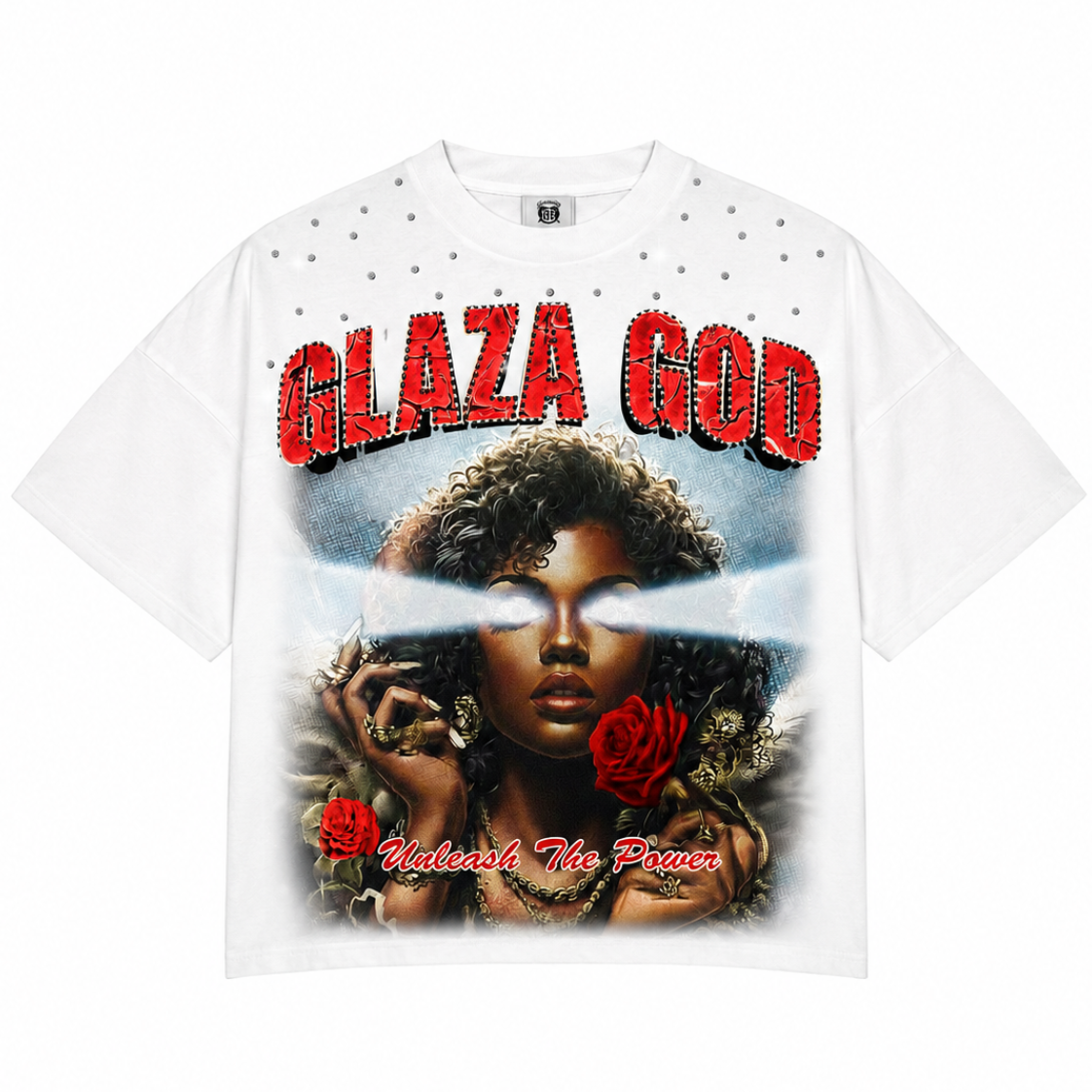 GLAZA GOD Flowers - Heavyweight Terry Oversized Tee- White