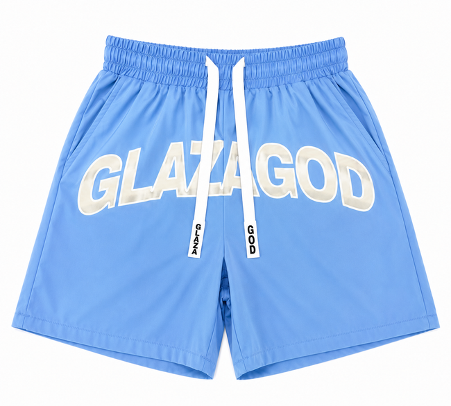 GLAZA GOD Short Waterproof Premium - Heavyweight Streetwear -BLUE Main Image