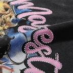 Majestik “Fearless” Angel & Demon Rhinestone Vintage Tee（Black）
