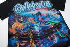 Majestik “Neon Supercars” Rhinestone Graphic Tee