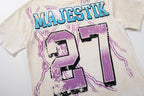 Majestik “Athletic” Eagle Rhinestone Vintage Tee（White）