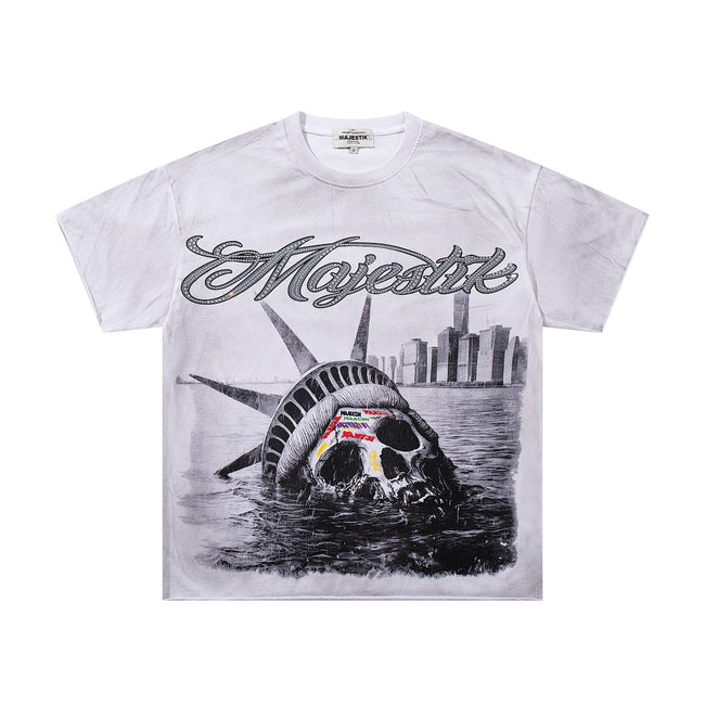 Majestik “Dystopian Liberty” Skull Rhinestone Vintage Tee Hover Image