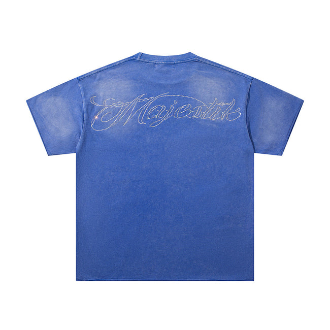 Majestik “Department” Skeleton Driving Rhinestone Vintage Tee Main Image