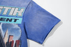 Majestik “Department” Skeleton Driving Rhinestone Vintage Tee
