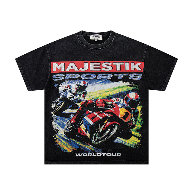 Majestik “World Tour” Motorcycle Racing Rhinestone Vintage Tee Hover Image