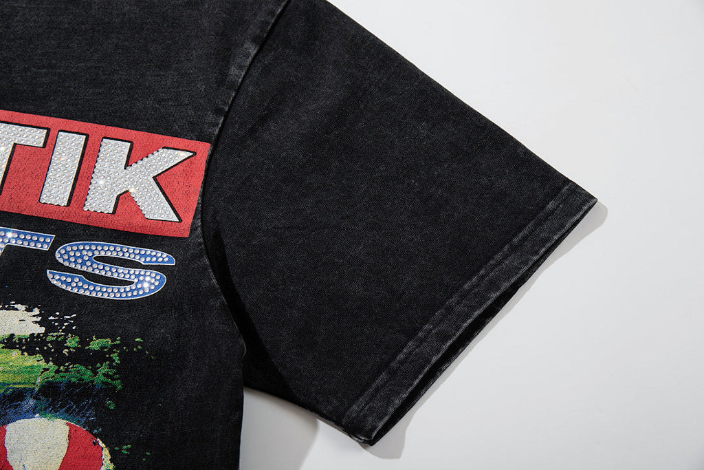 Majestik “World Tour” Motorcycle Racing Rhinestone Vintage Tee