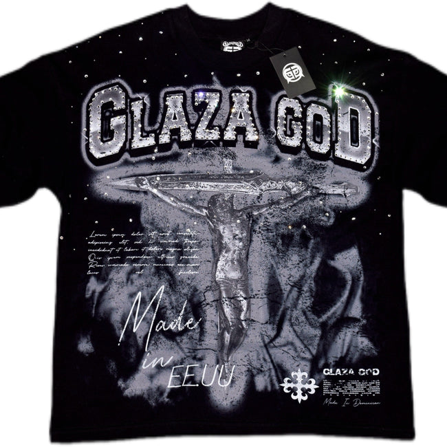 GLAZA GOD Crucifixion -Vol. 5-  T-Shirt Oversized-BLACK Hover Image