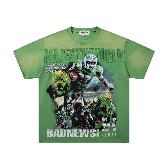 Majestik “Badnews / Own The Field” Vintage Wash Tee（Green） Hover Image