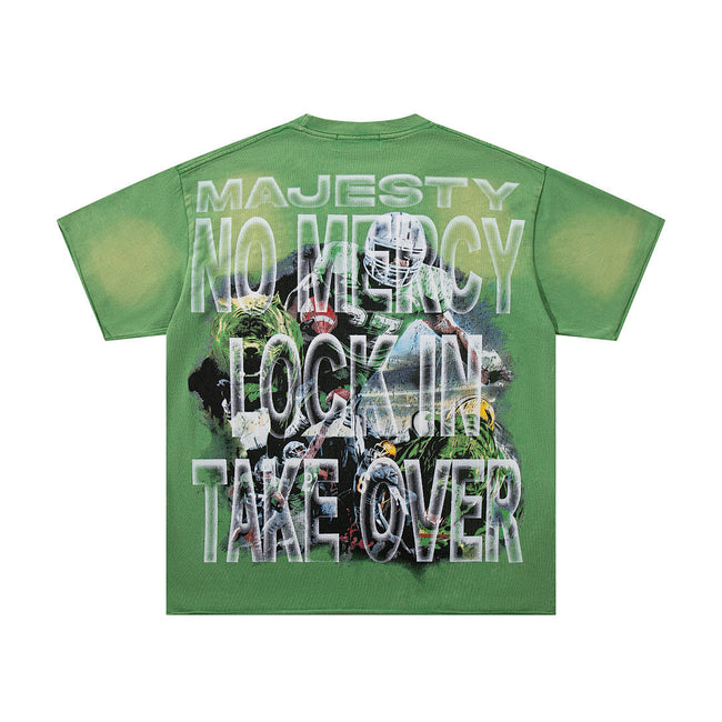 Majestik “Badnews / Own The Field” Vintage Wash Tee（Green） Main Image