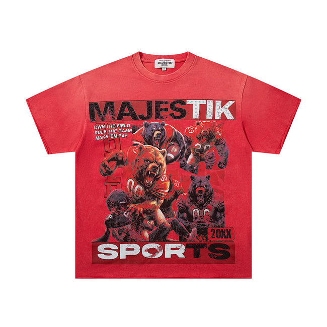 Majestik “Football Bears” Sports Vintage Tee（Red） Hover Image