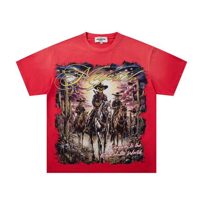 Majestik “Alien Cowboys” Vintage Tee（Red） Hover Image