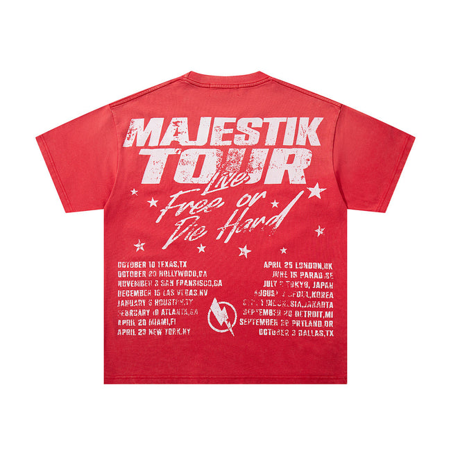 Majestik “Football Bears” Rhinestone Vintage Tee（Red） Main Image