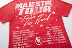 Majestik “Football Bears” Rhinestone Vintage Tee（Red）