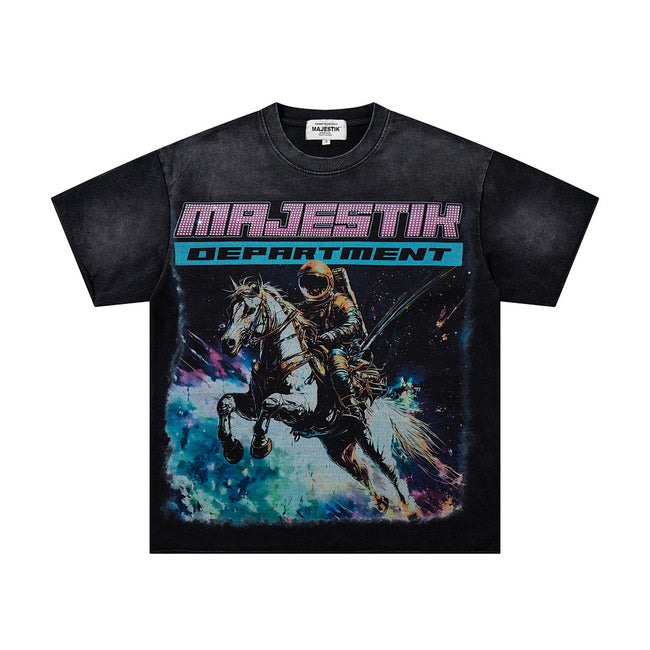 Majestik “Space Rider” Rhinestone Department Vintage Tee（Black） Hover Image