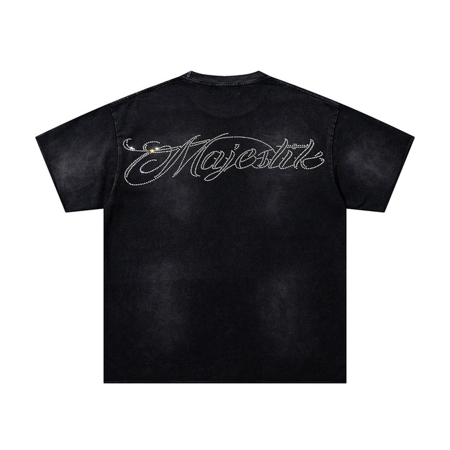 Majestik “Space Rider” Rhinestone Department Vintage Tee（Black） Main Image