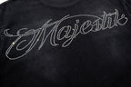 Majestik “Space Rider” Rhinestone Department Vintage Tee（Black）