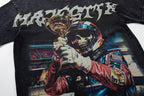 Majestik “Victory Lap” Racing Skeleton Rhinestone Vintage Tee（Black）