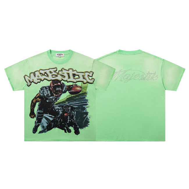 Majestik “Gridiron Player & Dog” Rhinestone Vintage Tee Hover Image