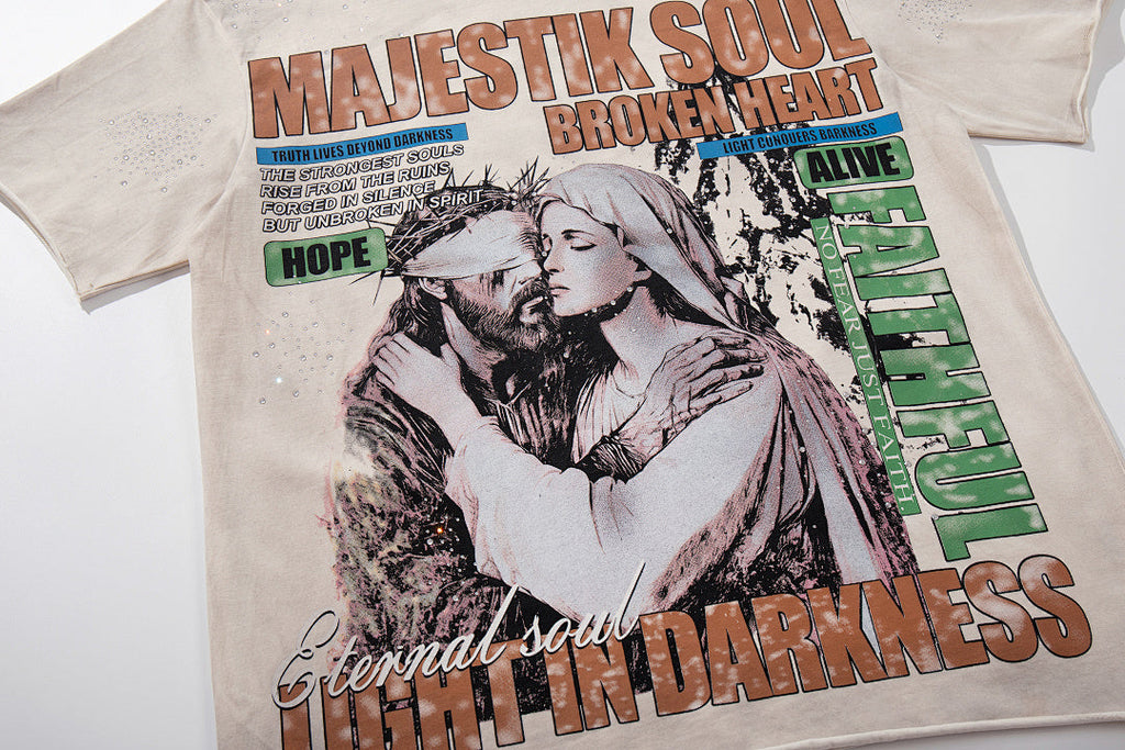 Majestik “Soul & Light in Darkness” Vintage Tee（Off-White / Cream）
