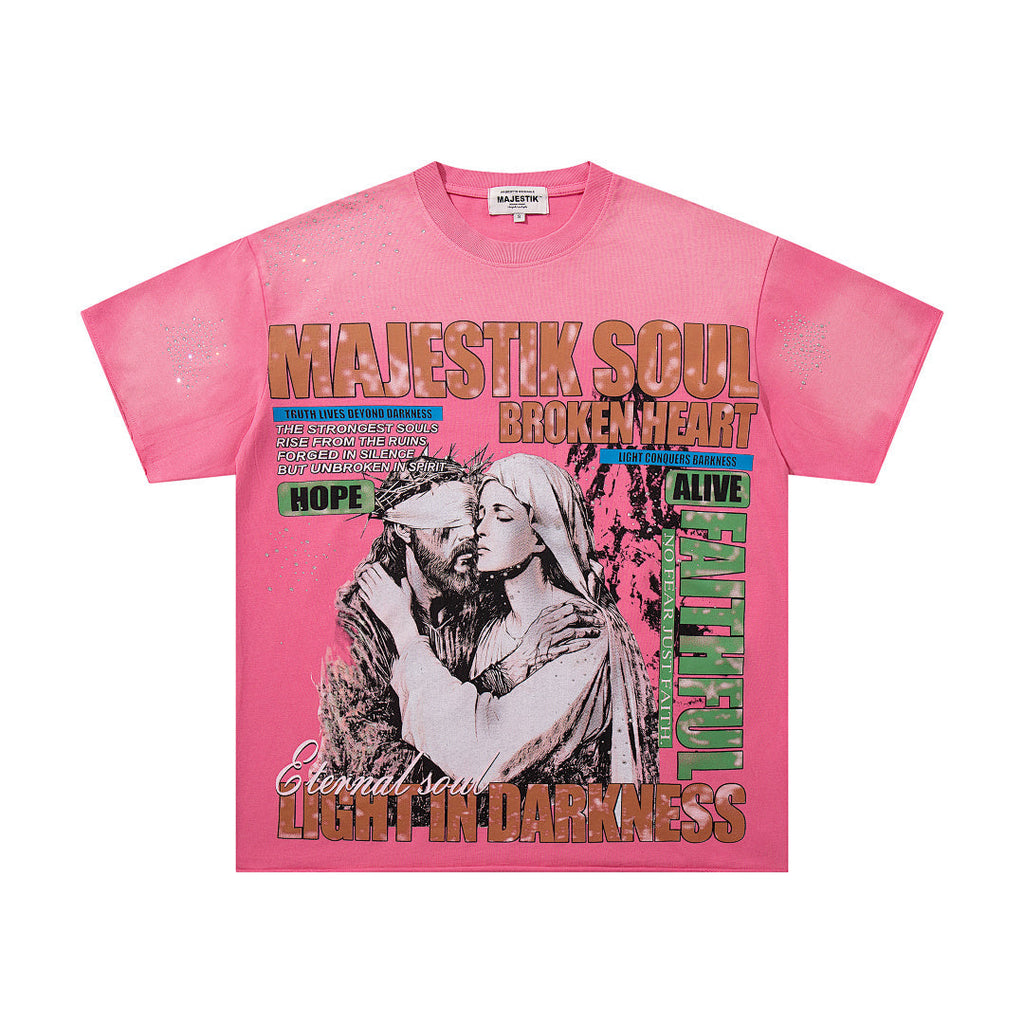 Majestik “Soul & Light in Darkness” Vintage Tee（Pink）