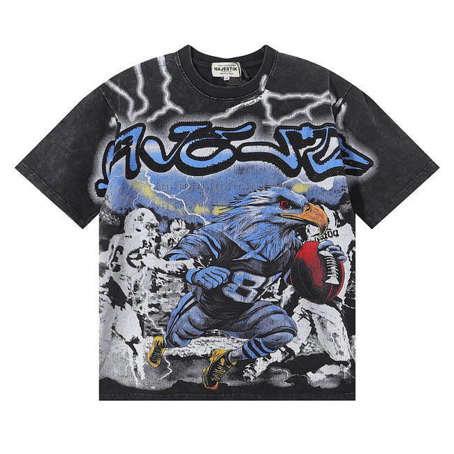 Majestik “Storm Eagle” Football Rhinestone Vintage Tee（Black） Hover Image