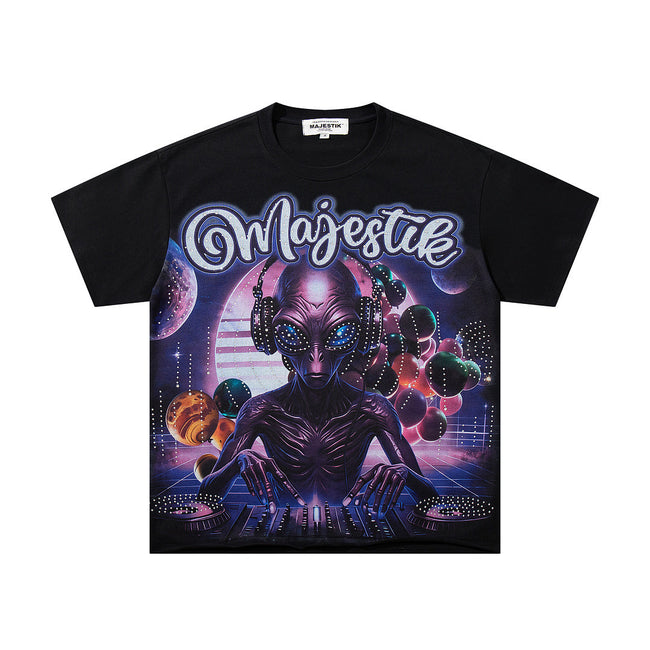 Majestik “Alien DJ Cosmic” Rhinestone Graphic Tee Hover Image