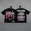 GLAZA GOD Men's Gothic Graphic Oversized T-Shirt – Dark Streetwear Double-Sided Print Casual Tee