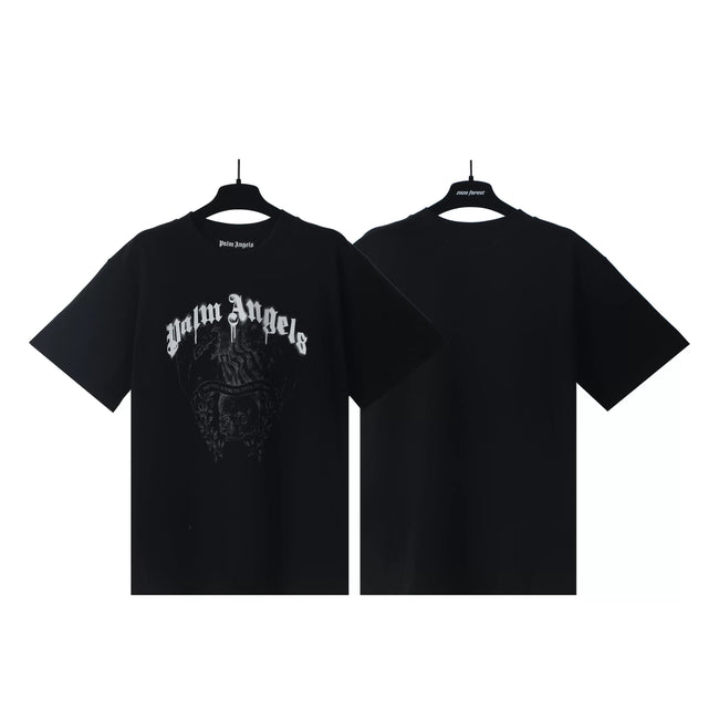 Palm Angels Black Back Gothic Skull Tee Hover Image