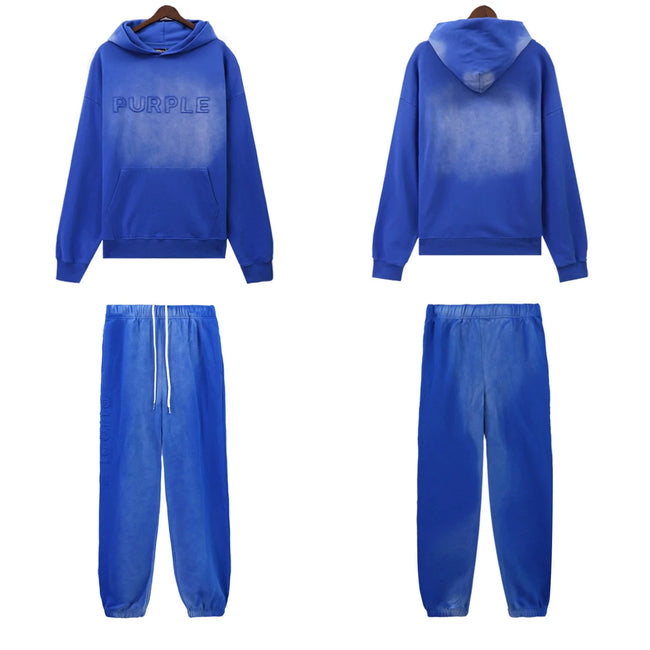 Palm Angels PURPLE Blue Faded Hoodie Tracksuit 2Pcs Hover Image