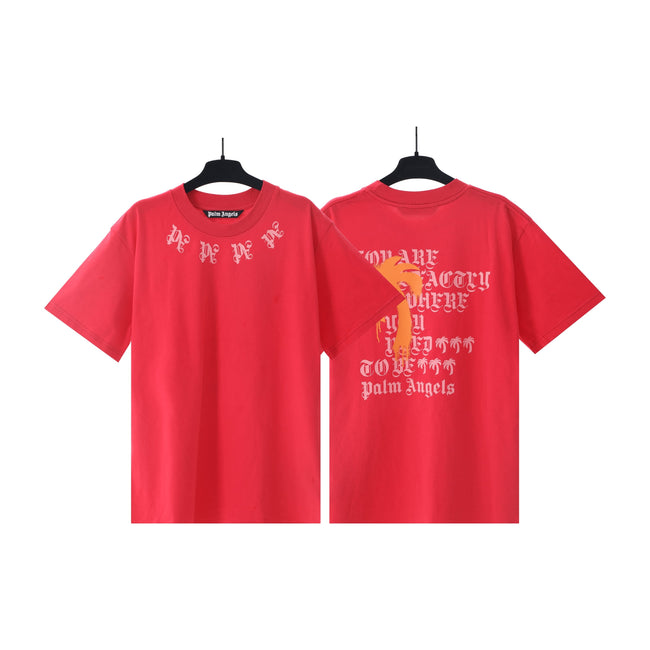 Palm Angels Red Gothic Print Tee Hover Image
