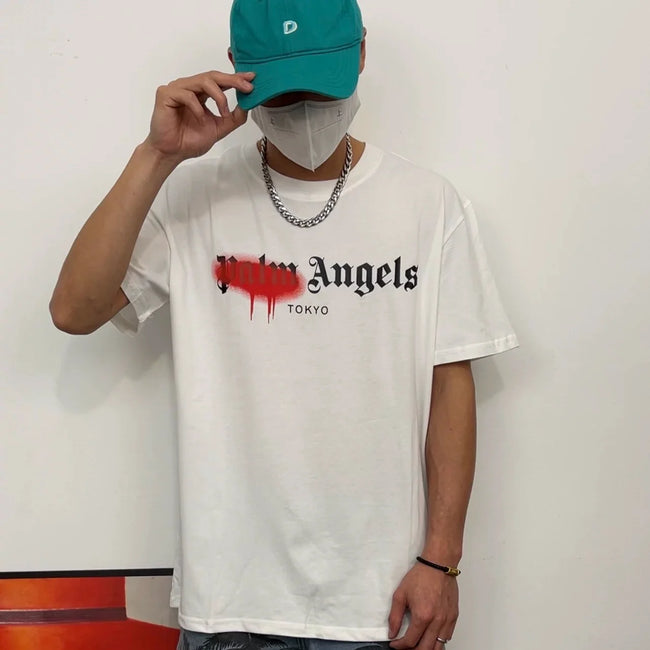 Palm Angels White Red Drip Tokyo Logo Tee Hover Image