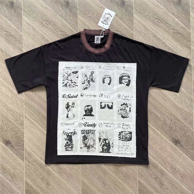 SAINT VANITY Printed Fabric Casual Pure Cotton Short-Sleeved T-shirt Hover Image