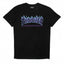 Thrasher Blue‑Purple Gradient Flame Logo Black Unisex Casual Graphic T‑Shirt